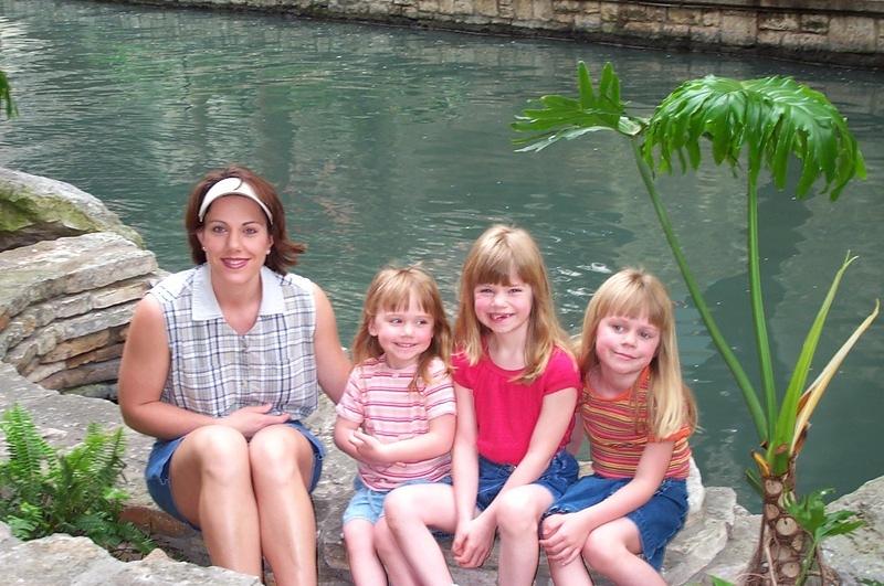 Lori and the girls on the riverwalk