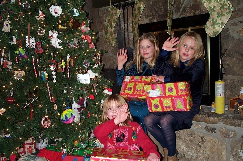 The girls with their packages from the community school