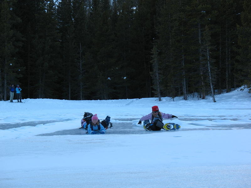 Having fun on the ice at Nymph Lake.