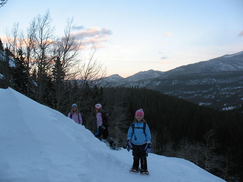 The girls right before we all glissaded down the chute from the overlook to Nymph Lake.