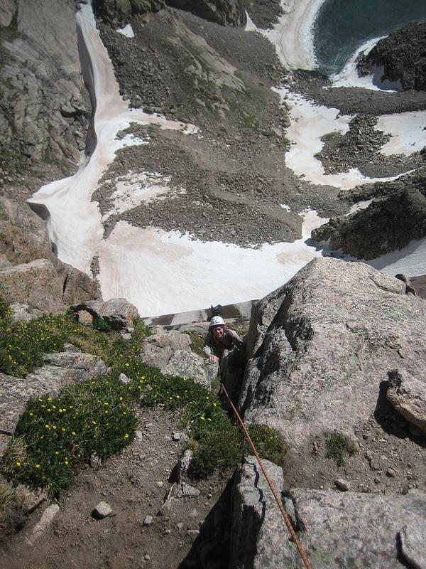 Me topping out halfway through the first pitch above Broadway.