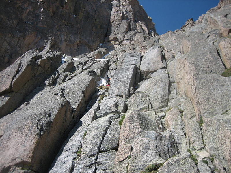 The CMS guide's client working his way up through the second technical section.  Michael and I roped up right past his position.