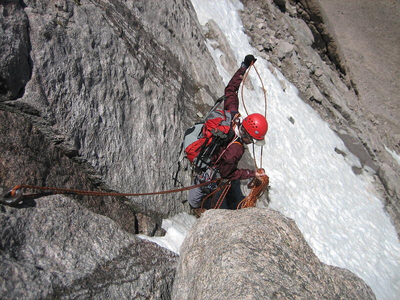 Michael at the start of the second and last rappel, from the bottom eyebolt.