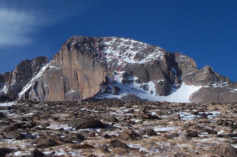 Our route shown from the start of the Boulderfield.