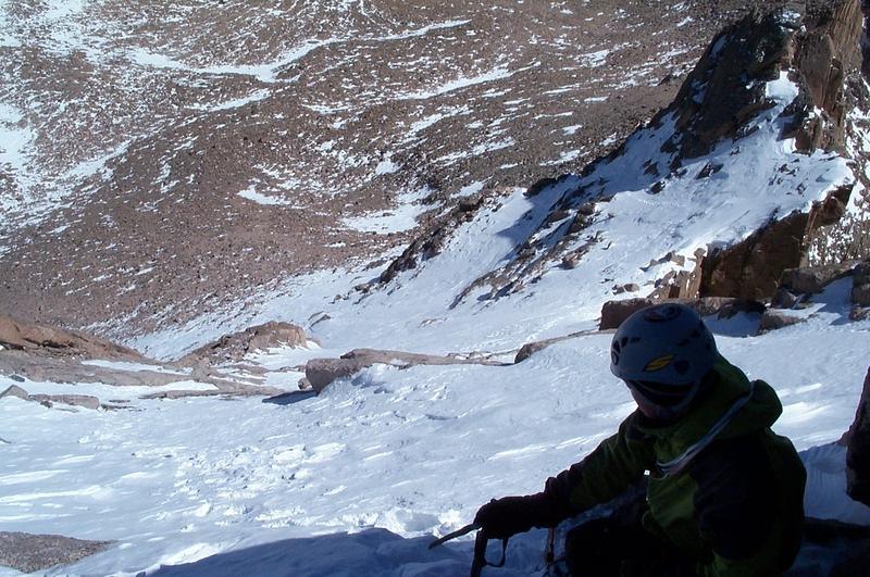 Scott contemplating the consequences of a fall from the area of the first eyebolt.