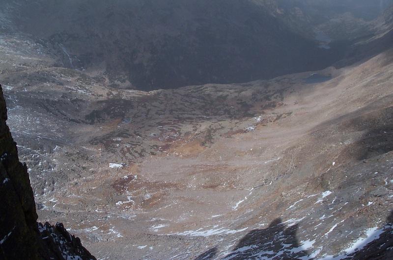 Looking down into Glacier Gorge from the Keyboard of the Winds.