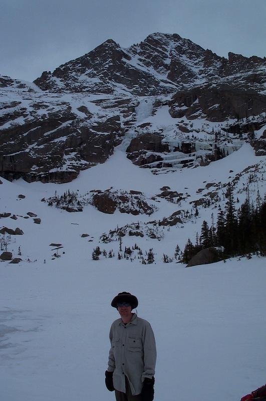 Alan on the frozen lake.  Even though it was overcast that day, it was breathtaking there.