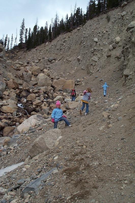 Instead of the trail, we hiked by the river.  It was difficult where the dirt/rock was loose.  The towering boulders were scary.