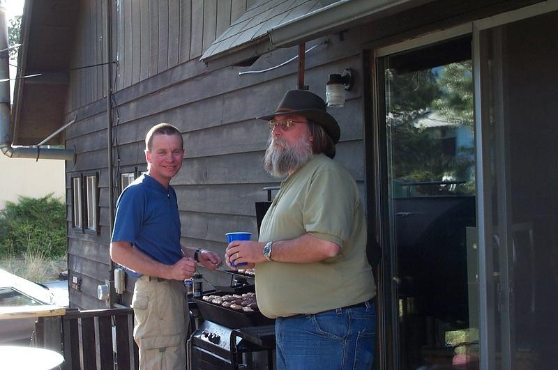 BigAl and Marvman keep the burgers from burning.