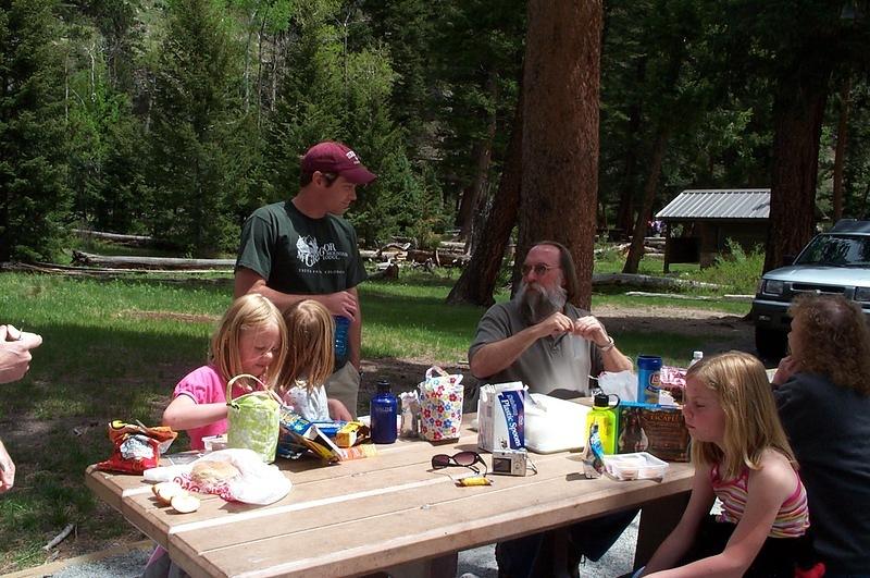 Picnic at the Alluvial Fan, Hannah, Smudge, Marman, Lady Laughs Alot, and Elizabeth