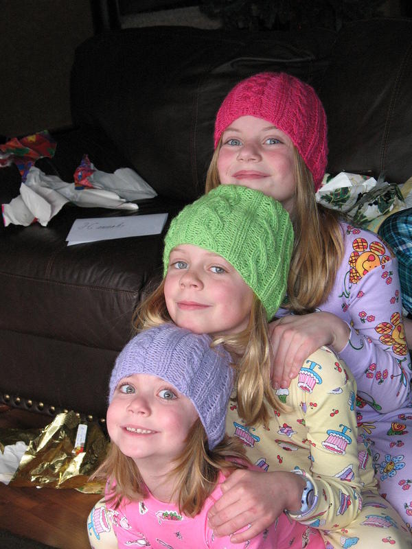 Jen knitted the girls hats-aren't they perfect?