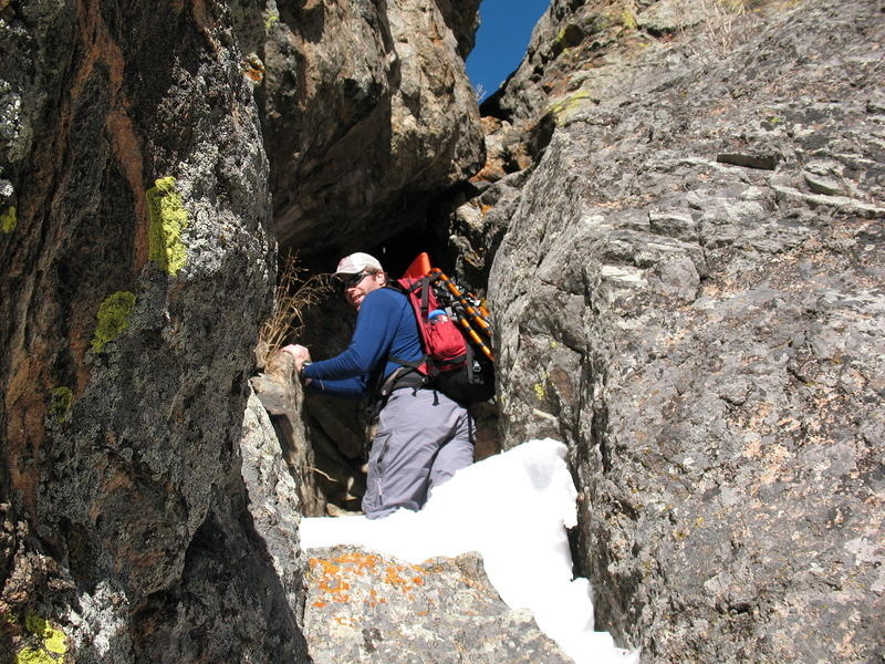 Michael discovered this awesome cave formed by some really large rocks falling down against each other.