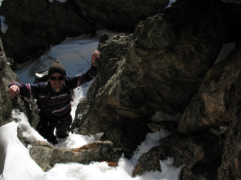 Alan just about to enter the cave.