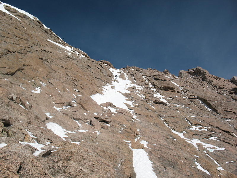 Another climber ascending the Homestretch in front of us.  We couldn't believe he was doing the section without an axe!