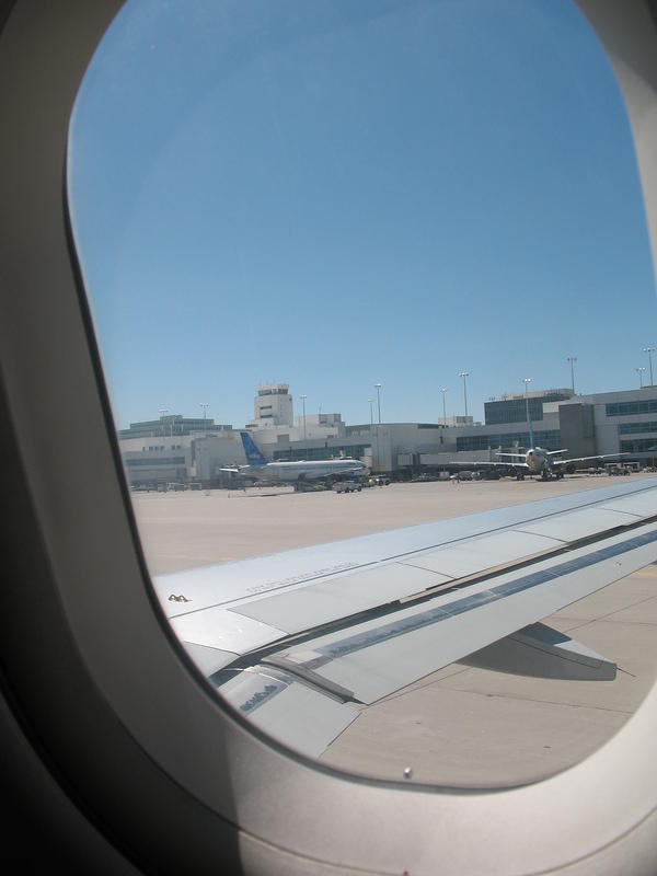 This was our girls' first flight.  They were excited.