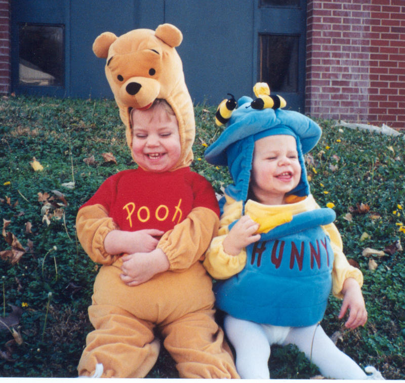 Eliz as Pooh and Hannah as Hunny