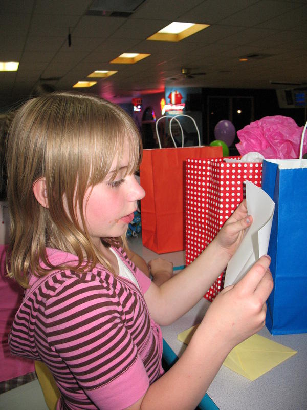 Becca checks out her gifts