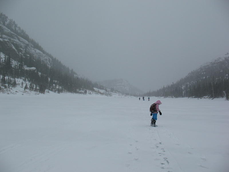 Crossing Mills Lake on the way back