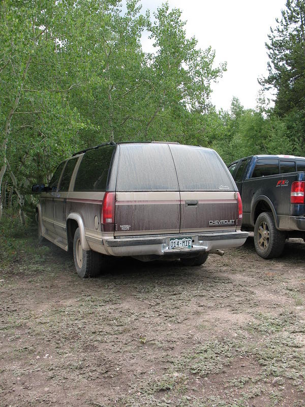 My dirty suburban after the drive to Winfield, the worst road ever.