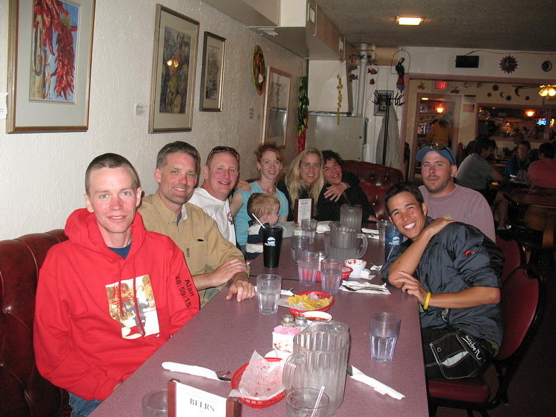 After race dinner L to R, Alan, Mike, Chris, Michael, Susan, Tressa, Kari, Andy and Eric