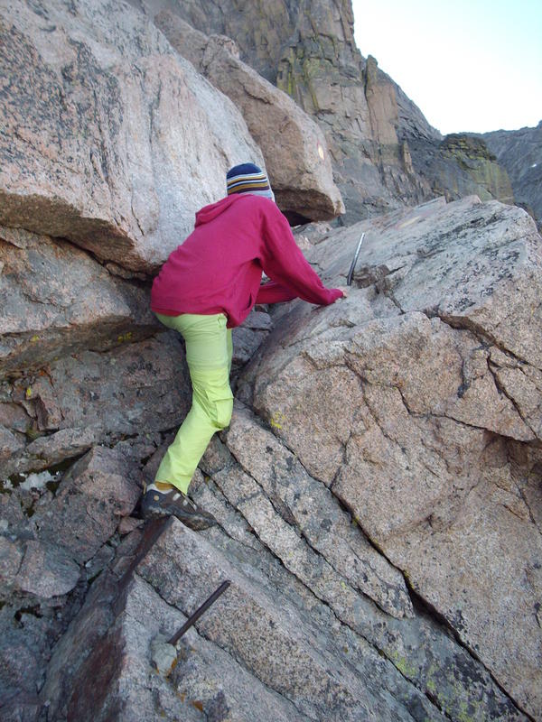 Elizabeth going through the narrowest part of the Ledges.  This is probably the most dangerous part of the route.