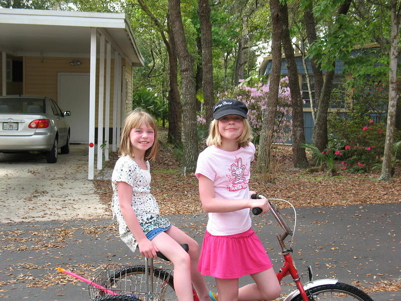 Becca and Hannah have more bike fun