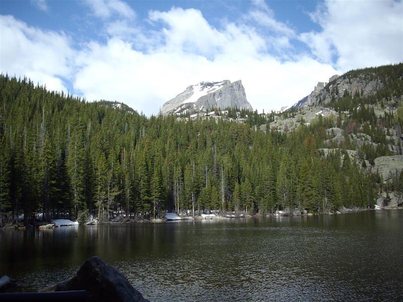 Hallet Peak from Bear Lake at the start of my run.