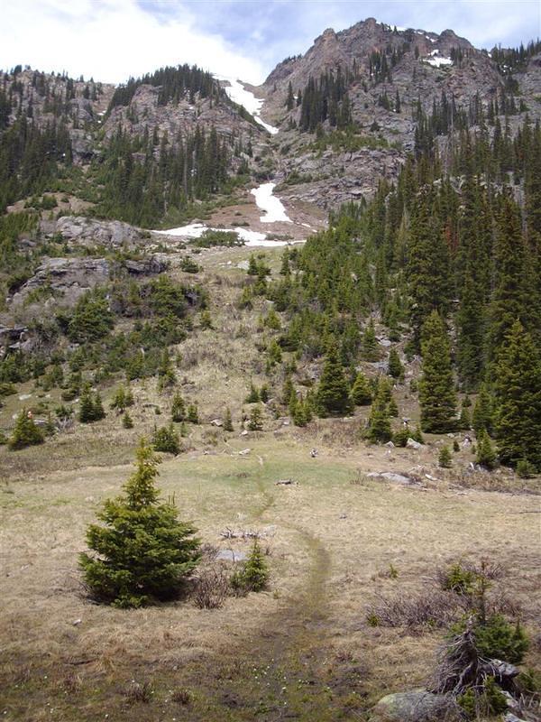 At last!  Coming out of the Tonahutu Meadow campsite to the trail.  There was almost no snow from this point on.