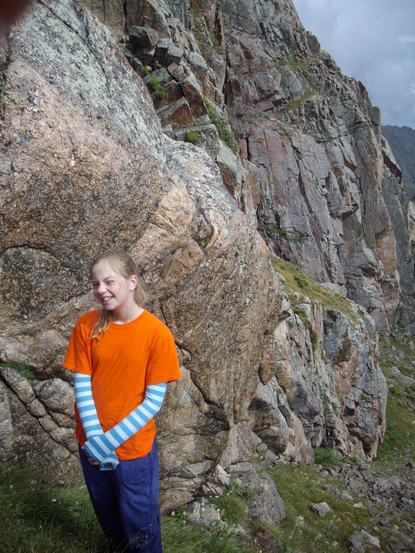 We finally descended another gully and made it down.  We had to jump down off the rock in the background though.