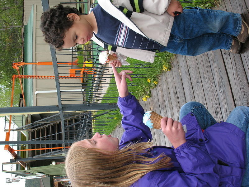 Becca and Benjamin enjoy cones