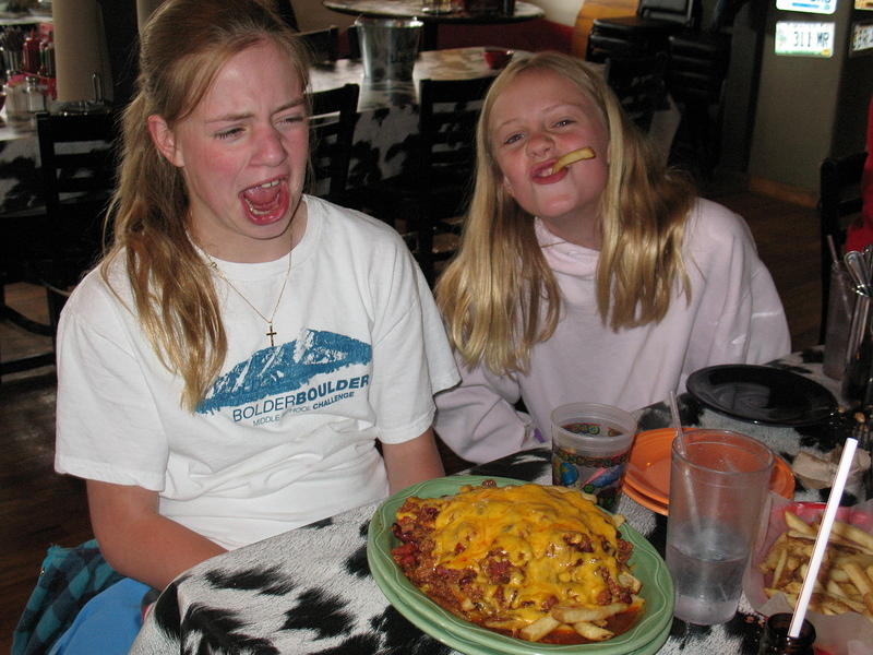 Izzie and Hannah goof off at the Sage Brush Inn