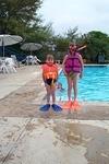 Our little scuba divers swimming at the pool where we stayed