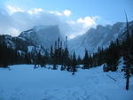 Hallet and Flattop right before Dream Lake.