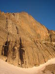 Our goal as seen from the base of Mill's glacier, right after sunrise.