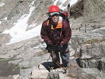 Michael starting his rappel from the 3rd eyebolt from the top.