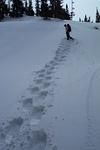 The snow was so deep and powdery, we had to dig in with our hands to keep from falling off this steep slope up to Black Lake