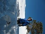 Alan shortly after he demolished the snow cave by jumping onto the roof.