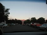 Pikes Peak lit up on our search for a parking spot at the Balloon Classic