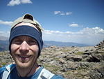 On the summit of Powell, with the free-solo adrenaline fading fast.