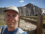 At the hitching rack right below the summit of Flattop.