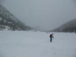 Crossing Mills Lake on the way back