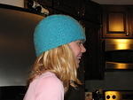 side view of Hannah's first hat