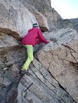 Elizabeth going through the narrowest part of the Ledges.  This is probably the most dangerous part of the route.