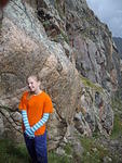 We finally descended another gully and made it down.  We had to jump down off the rock in the background though.